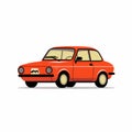 Minimalist Cartoon Vintage Car On White Background