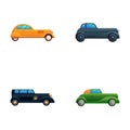 Vintage car icons set cartoon vector. Various retro automobile