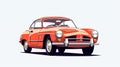 Vintage Car Free Vector With Red Outline In Bjarke Ingels Style