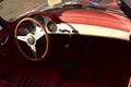 vintage car interior, red leather convertible Royalty Free Stock Photo