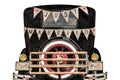 Vintage car with just married decoration Royalty Free Stock Photo