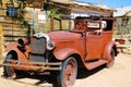 A vintage car left abandoned near the Hackberry General Store. Hackberry General Store is famous stop on the historic Route 66 Royalty Free Stock Photo