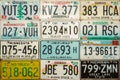 Vintage car license plates on a wall Royalty Free Stock Photo