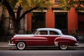 Vintage car in London, UK, Side view of a vintage car parked on the street, AI Generated Royalty Free Stock Photo