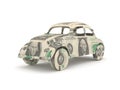 Vintage car origami made from dollar bills