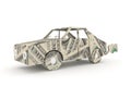 Vintage car origami made from dollar bills