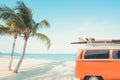 Vintage car parked on the tropical beach Royalty Free Stock Photo