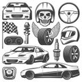 Vintage Car Racing Icons Set