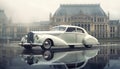 Vintage car reflects elegance and history in an old fashioned cityscape generated by AI Royalty Free Stock Photo