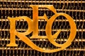 Vintage car. REO Motor Car Company emblem. radiator grille.