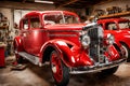 Vintage car restoration. meticulous craftsmanship in rustic workshop