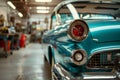 Vintage Car Restoration in Workshop Royalty Free Stock Photo