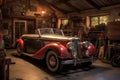 vintage car restored in a home garage Royalty Free Stock Photo