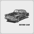 Vintage Car. Retro Car. Classic Car Emblem.