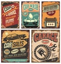 Vintage car service metal signs and posters