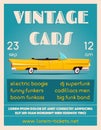 Vintage car show banner. Old auto. Cartoon vector illustration Royalty Free Stock Photo