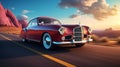 Vintage Car on Solid Background Iconic Elegance Royalty Free Stock Photo