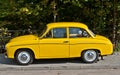 Vintage classic retro old simple yellow car Syrena 105