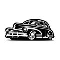 Vintage car vector image from side view, classic car, silhouette hot rod vector isolated Royalty Free Stock Photo