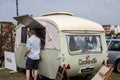 A vintage caravan converted into a mobile cafe Royalty Free Stock Photo