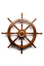 Vintage caravel ship helm. Ship\'s rudder or steering wheel on white background. Ai generative