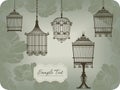 Vintage card with birdcages Royalty Free Stock Photo