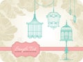 Vintage card with birdcages Royalty Free Stock Photo