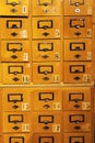 Vintage card file. Vintage wooden card storage boxes Royalty Free Stock Photo