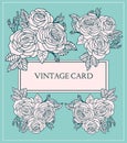 Vintage Card with Hand Drawn Roses. Vector Floral Template for Greeting Card, Invitation,Wedding, Poster. Royalty Free Stock Photo