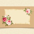 Vintage card with red and pink roses. Vector eps-10. Royalty Free Stock Photo