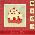 Vintage card with a strawberry and chocolate cake Royalty Free Stock Photo