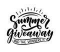 Vintage card with summer giveaway lettering. Calligraphy text. Decoration template. Vector illustration for holiday design Royalty Free Stock Photo