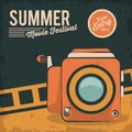 Vintage card summer movie festival film camera retro