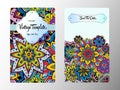Vintage card tamplate. Wedding invitation, card for your business and creative. Hand drawn doodle mandala elements.