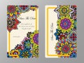 Vintage card tamplate. Wedding invitation, card for your business and creative. Hand drawn doodle mandala elements.