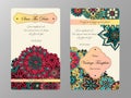 Vintage card tamplate. Wedding invitation, card for your business and creative. Hand drawn doodle mandala elements.