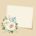 Vintage card with white and blue flowers. Vector eps-10.