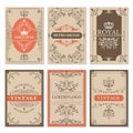 Vintage cards. Floral filigree classic victorian ornaments and frames for labels vector design template with text