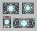 Vintage cards with Floral mandala pattern and ornaments. Royalty Free Stock Photo