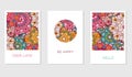 Vintage cards with Floral mandala pattern and ornaments. Royalty Free Stock Photo