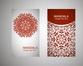 Vintage cards with Floral mandala pattern and ornaments. Vector Flyer oriental design Layout template. Islam, Arabic, Indian