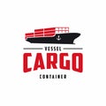 Vintage Cargo vessel ship logo design. Shipping boat logotype