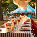 Vintage carnival-themed dining setup