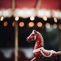 Vintage Carousel Horse with Festive Decorations