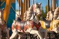 Vintage carousel horses at luna park Royalty Free Stock Photo