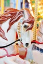 Vintage carousel merry-go-round painted horses Royalty Free Stock Photo