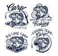 Vintage Carp Fishing Logo. Vector Illustration. Royalty Free Stock Photo