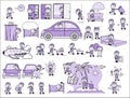 Vintage Carpenter Character Collection - Set of Concepts Vector illustrations