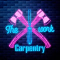 Vintage Carpenter emblem glowing neon sign on