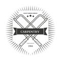 Vintage carpentry hand tools, repair service, labels and design Royalty Free Stock Photo